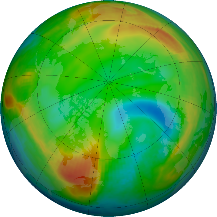 Arctic ozone map for 15 January 2000